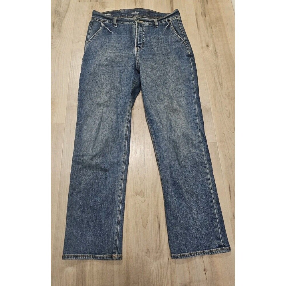 Old Navy Curvy Sky-Hi Straight Buckle Back Jeans Size 6 Blue Carpenter Workwear